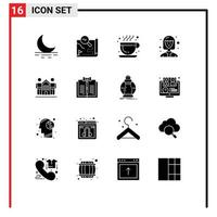 16 User Interface Solid Glyph Pack of modern Signs and Symbols of home friendly cafe culture female student Editable Vector Design Elements