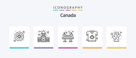 Canada Line 5 Icon Pack Including inukshuk. autumn. winter. snow. Creative Icons Design vector