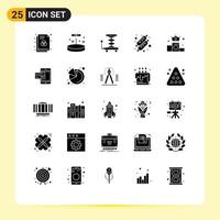 User Interface Pack of 25 Basic Solid Glyphs of money business car food bread Editable Vector Design Elements