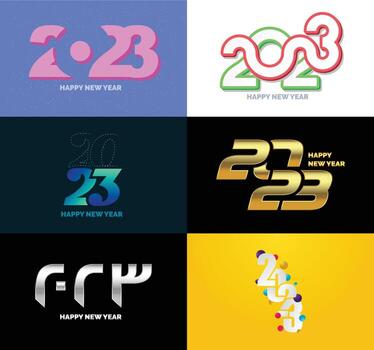 Big Set of 2023 Happy New Year logo text design 2023 number design template vector