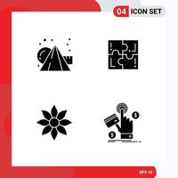 4 Universal Solid Glyphs Set for Web and Mobile Applications art amaryllis cubes play clematis Editable Vector Design Elements