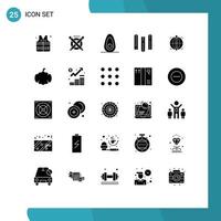 Group of 25 Modern Solid Glyphs Set for cucurbit globe food target files Editable Vector Design Elements