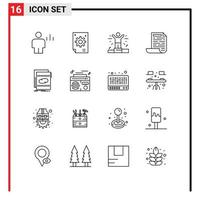 Set of 16 Vector Outlines on Grid for file document creative design person Editable Vector Design Elements