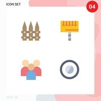 Set of 4 Vector Flat Icons on Grid for fence group spring board organization Editable Vector Design Elements