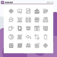 Set of 25 Modern UI Icons Symbols Signs for music gps pollution system navigation Editable Vector Design Elements