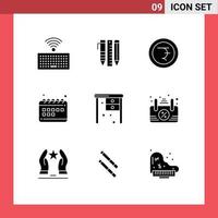 Modern Set of 9 Solid Glyphs Pictograph of office desk desk coin calendar seo Editable Vector Design Elements