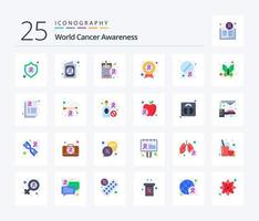 paquete de iconos de color plano de 25 de conciencia mundial sobre el cáncer que incluye tableta. enfermedad. salud. causa. cáncer vector