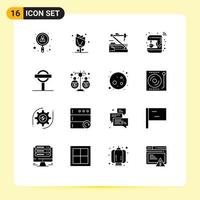Pack of 16 creative Solid Glyphs of maker house rose coffee robot Editable Vector Design Elements