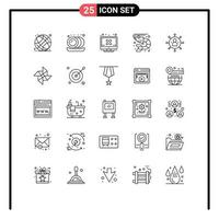 25 User Interface Line Pack of modern Signs and Symbols of people business hardware sea food food Editable Vector Design Elements