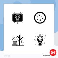 conjunto de 4 iconos de interfaz de usuario modernos símbolos signos para conversación equipo de conversación de otoño elementos de diseño vectorial editables de planta vector