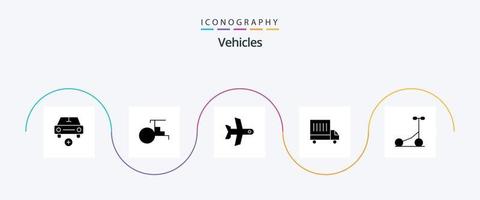 Vehicles Glyph 5 Icon Pack Including sport. van. vehicles. truck. vehicle vector