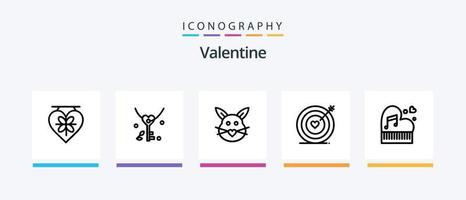 paquete de iconos de la línea 5 de san valentín que incluye amor. boda. llave. corazón. objetivo. diseño de iconos creativos vector