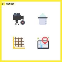 4 Flat Icon concept for Websites Mobile and Apps camera correction movie bottle form Editable Vector Design Elements