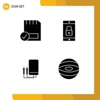 Set of 4 Modern UI Icons Symbols Signs for card mobile application devices lock amper Editable Vector Design Elements