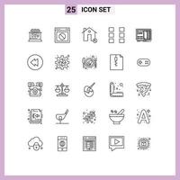 grupo de símbolos de iconos universales de 25 líneas modernas de elementos de diseño vectorial editables de casa de diseño de sitio web de interfaz de usuario de estructura alámbrica vector