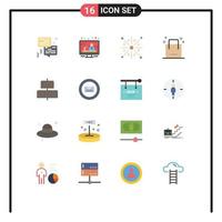 16 User Interface Flat Color Pack of modern Signs and Symbols of align shop festivity ecommerce bag Editable Pack of Creative Vector Design Elements