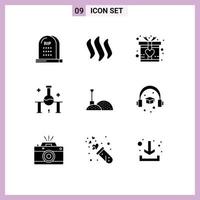 Stock Vector Icon Pack of 9 Line Signs and Symbols for science lab science cryptocurrency laboratory research present Editable Vector Design Elements