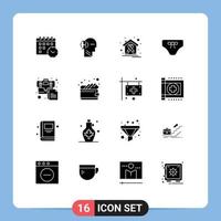 Pack of 16 Modern Solid Glyphs Signs and Symbols for Web Print Media such as bag clothes cancer bikini underwear Editable Vector Design Elements