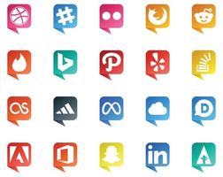 20 logotipo de estilo de burbuja de discurso de redes sociales como pregunta de desbordamiento de meta lastfm bing vector