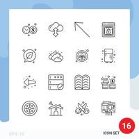 Pictogram Set of 16 Simple Outlines of save green left chat shop Editable Vector Design Elements