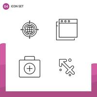 4 Thematic Vector Filledline Flat Colors and Editable Symbols of globe suitcase connected briefcase sagittarius Editable Vector Design Elements