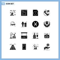 Set of 16 Modern UI Icons Symbols Signs for plane marketing interface loudspeaker announcement Editable Vector Design Elements