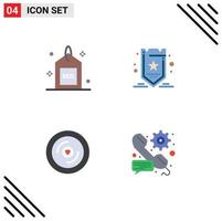 Group of 4 Modern Flat Icons Set for engine disk search optimization love Editable Vector Design Elements