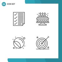 Set of 4 Vector Filledline Flat Colors on Grid for check print page cake printing Editable Vector Design Elements