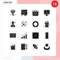 Modern Set of 16 Solid Glyphs and symbols such as designer internet website information computer Editable Vector Design Elements