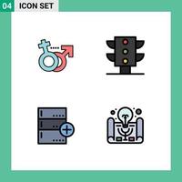 Group of 4 Modern Filledline Flat Colors Set for gender base symbol traffic database Editable Vector Design Elements