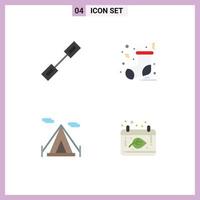 Group of 4 Modern Flat Icons Set for chain teepee linked socks calendar Editable Vector Design Elements