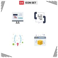 Set of 4 Modern UI Icons Symbols Signs for app phone develop communication christian Editable Vector Design Elements