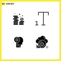 Pictogram Set of Simple Solid Glyphs of cash knowledge currency arrow cloud Editable Vector Design Elements