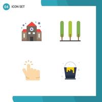 Modern Set of 4 Flat Icons and symbols such as school hand back to school tree basket Editable Vector Design Elements
