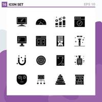 Mobile Interface Solid Glyph Set of 16 Pictograms of mac app creative money investment Editable Vector Design Elements