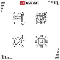 Mobile Interface Line Set of 4 Pictograms of school back to school devices robot database science electronic Editable Vector Design Elements
