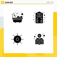 Pictogram Set of Simple Solid Glyphs of bathroom lab business plan planning sun Editable Vector Design Elements