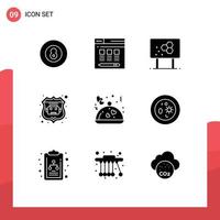 Modern Set of 9 Solid Glyphs and symbols such as romantic food biology web internet bot Editable Vector Design Elements