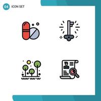 Set of 4 Modern UI Icons Symbols Signs for medical outdoor business success tree Editable Vector Design Elements