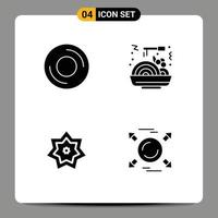 Pack of 4 Modern Solid Glyphs Signs and Symbols for Web Print Media such as computers islam gadget food month Editable Vector Design Elements