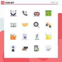 Modern Set of 16 Flat Colors Pictograph of error money alarm dollar wifi Editable Pack of Creative Vector Design Elements