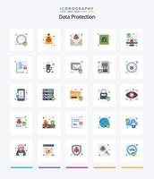 protección de datos creativa 25 paquete de iconos planos como computadora. imprimir. ataque. dedo. mensaje vector