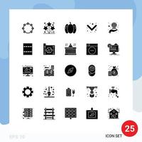 Pictogram Set of 25 Simple Solid Glyphs of international coverage spark full arrow Editable Vector Design Elements