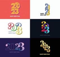 gran conjunto de 2023 feliz año nuevo diseño de texto de logotipo plantilla de diseño de número 2023 vector