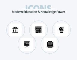 Modern Education And Knowledge Power Glyph Icon Pack 5 Icon Design. office. education. university. note. student vector