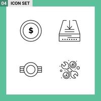 4 Thematic Vector Filledline Flat Colors and Editable Symbols of business insignia finance inbox plain Editable Vector Design Elements
