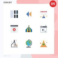 Pictogram Set of 9 Simple Flat Colors of browser tent personal tant seo Editable Vector Design Elements