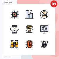 Filledline Flat Color Pack of 9 Universal Symbols of cup message burgers link contact Editable Vector Design Elements