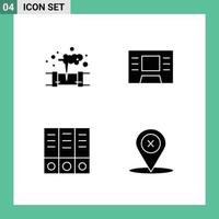 Stock Vector Icon Pack of 4 Line Signs and Symbols for gas location waste archive place Editable Vector Design Elements