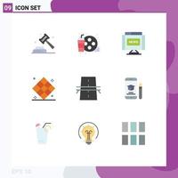 Universal Icon Symbols Group of 9 Modern Flat Colors of recreation game hobby chess news Editable Vector Design Elements